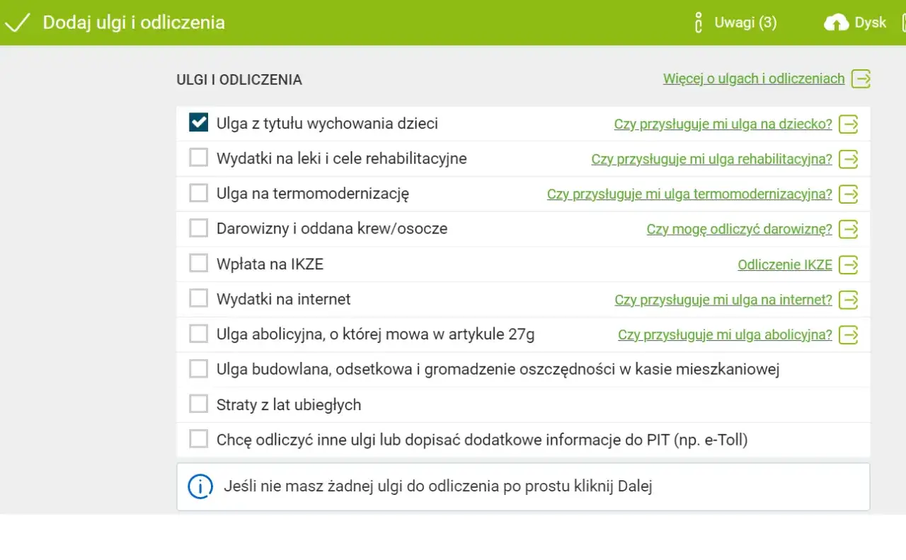 checklista rozliczenia PIT ulga na dziecko